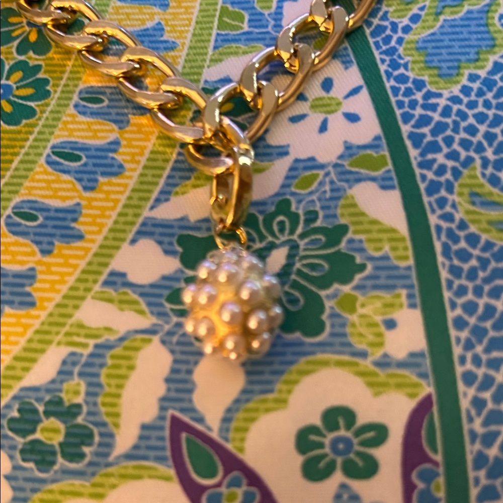 Gold Chain Necklace with Spartina  Pearl Pendant